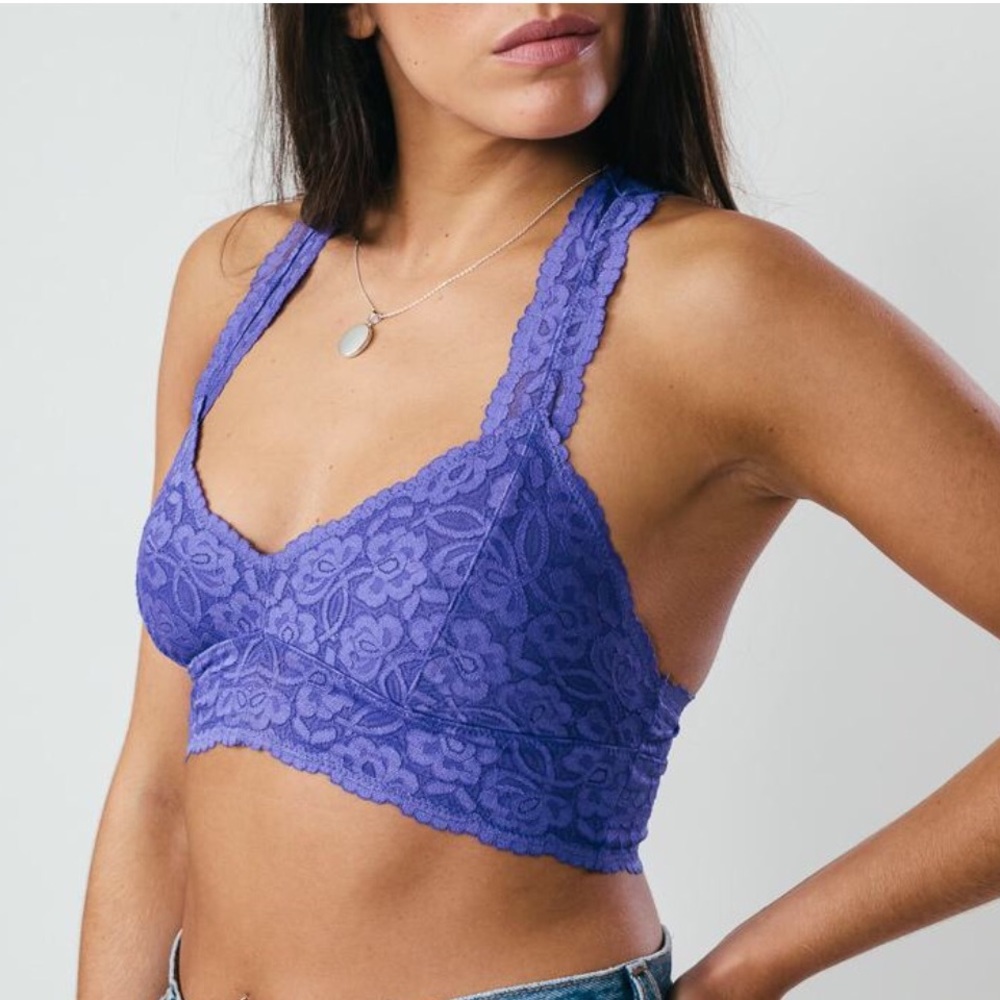 NWT FREE PEOPLE GALLOON RACERBACK‎ BRALETTE, SLATE Boho Romantic Feminine - Picture 2 of 8